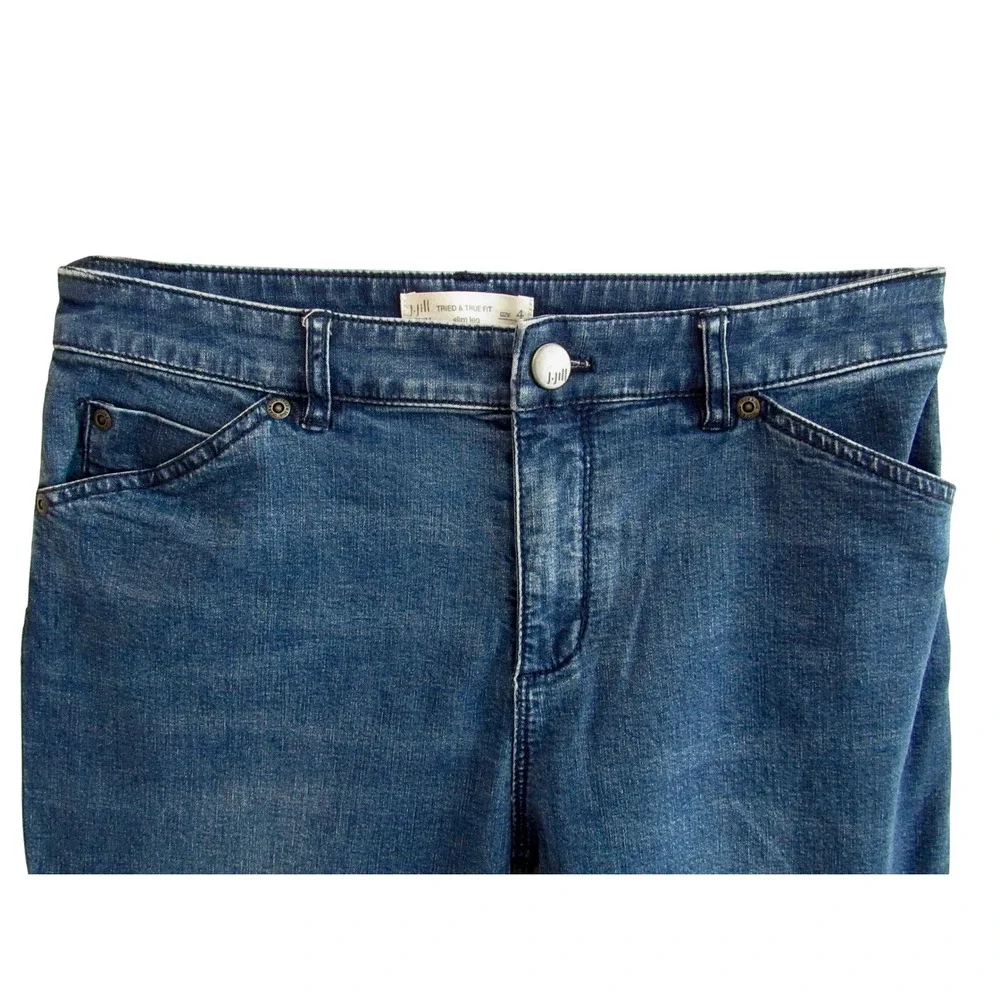 J. Jill Tried & True Fit Slim Leg Jeans Medium Wash Blue Stretch Denim Womens 4